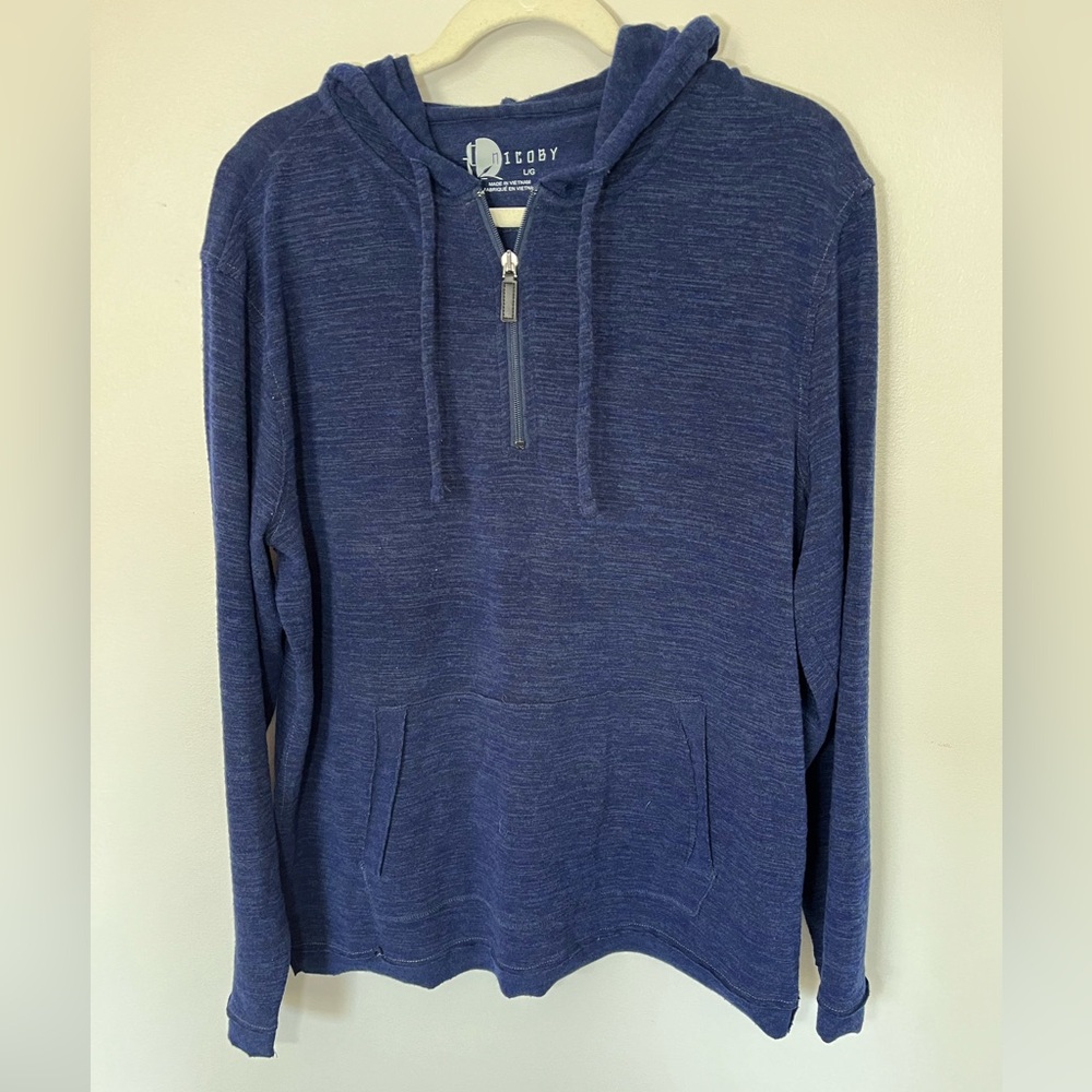 Nicoby Men’s Blue Quarter Zip Pullover Hoodie Sweatshirt Size L